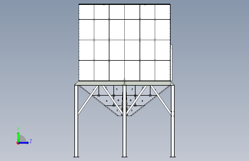 Rice Storage bin大米储存箱3D数模图纸 STEP格式 左侧视图