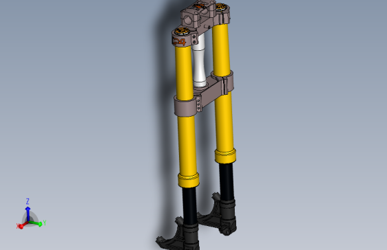 摩托车前叉fork-ohlins-triple-clamps-SolidWorks设计