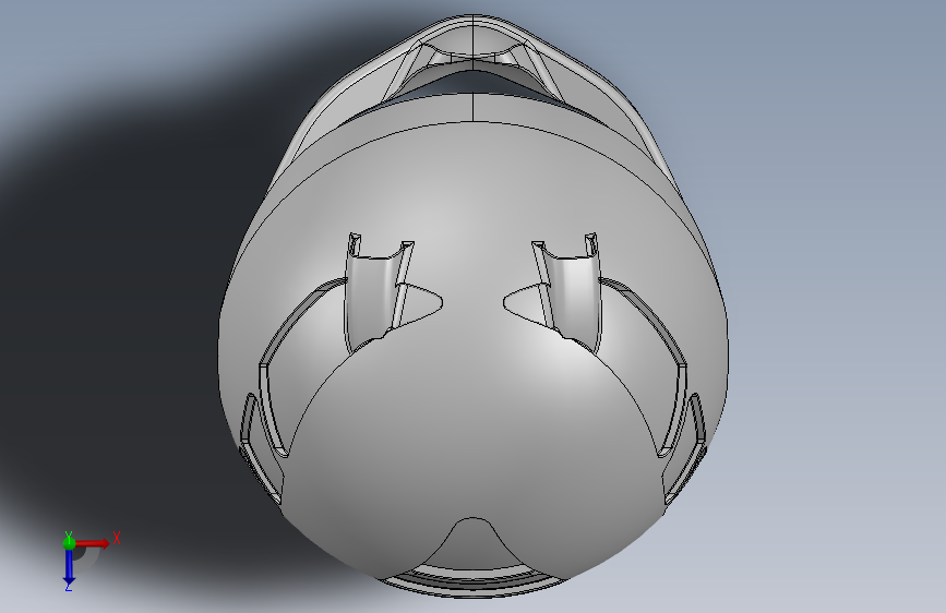 摩托车头盔outer-shell-full-face-helmet-SolidWorks格式 俯视图