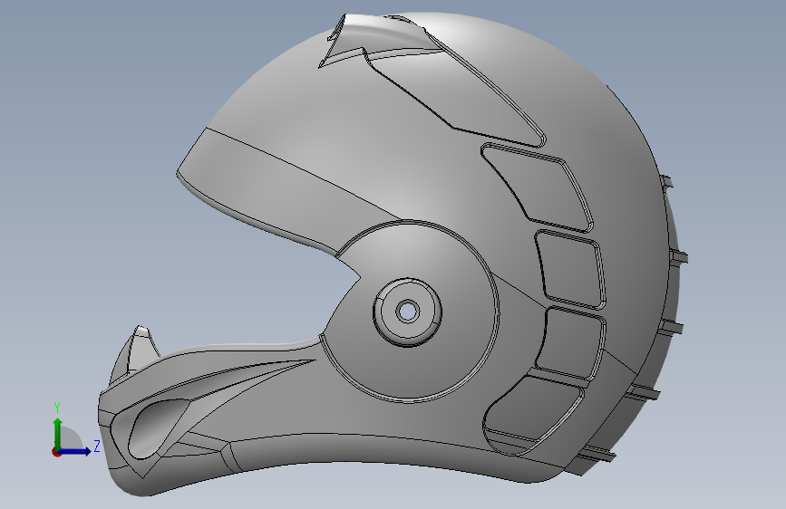 摩托车头盔outer-shell-full-face-helmet-SolidWorks格式 左侧视图