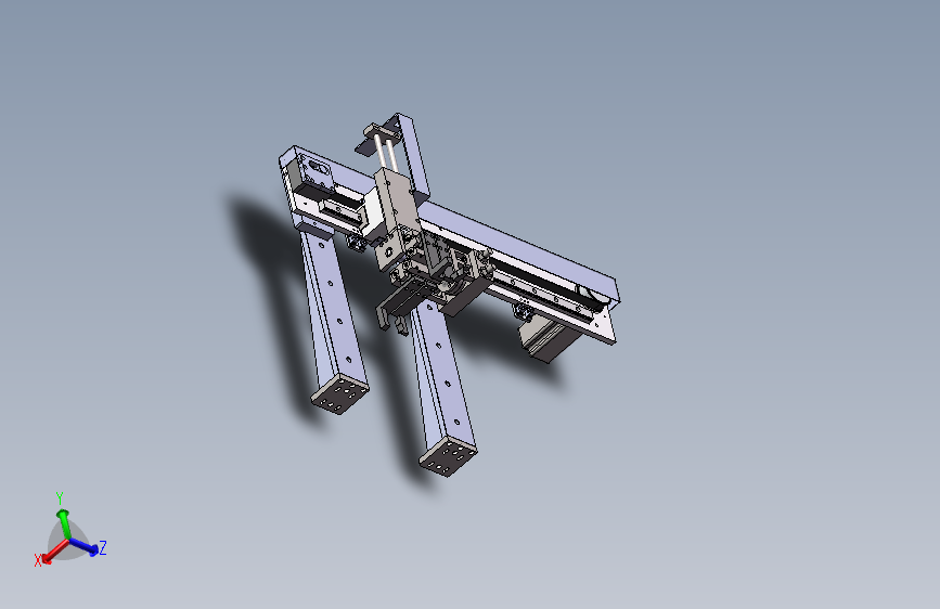 034--气缸夹取物料双手指气缸旋转及步进电机搬运机械手机构 Solidworks