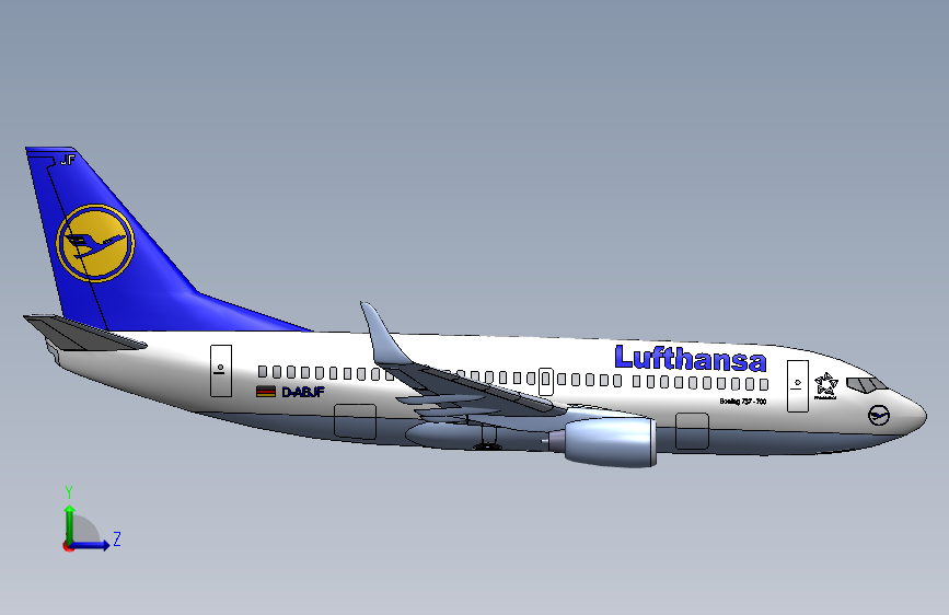 005--B737-700飞机3D模型图纸 Solidworks设计 附IGS STEP格式