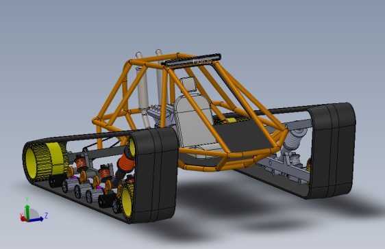 011--简三角履带钢管车3D数模图纸 Solidworks设计