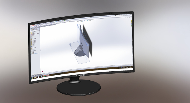 002--Samsung曲面屏显示器简易模型3D图纸 Solidworks设计 附STEP IGS