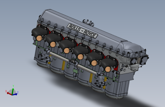 045--merlin汽缸头3D数模图纸 Solidworks设计