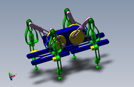 011--1597简易精巧四足行走机构3D图纸 Solidworks设计