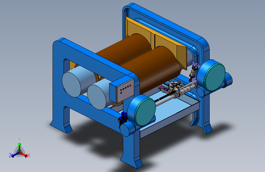 001--橡胶复合分切机设备3D模型图纸 Solidworks设计