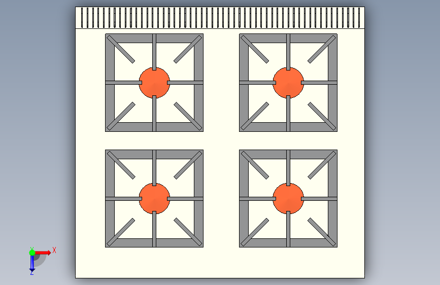 燃气灶4燃烧器 俯视图