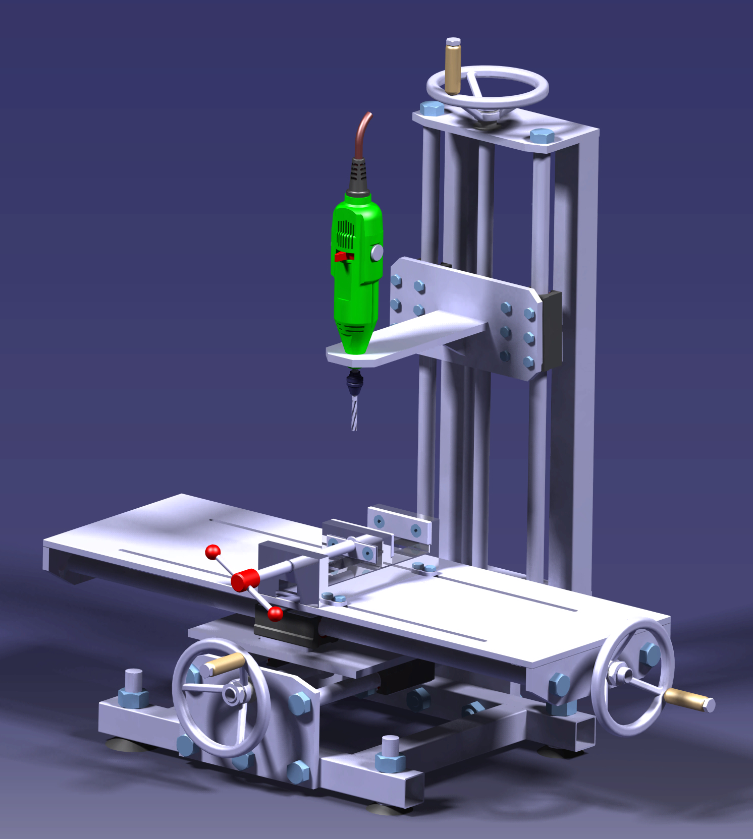 Frezarka台式钻机3D模型图纸 CATIA设计