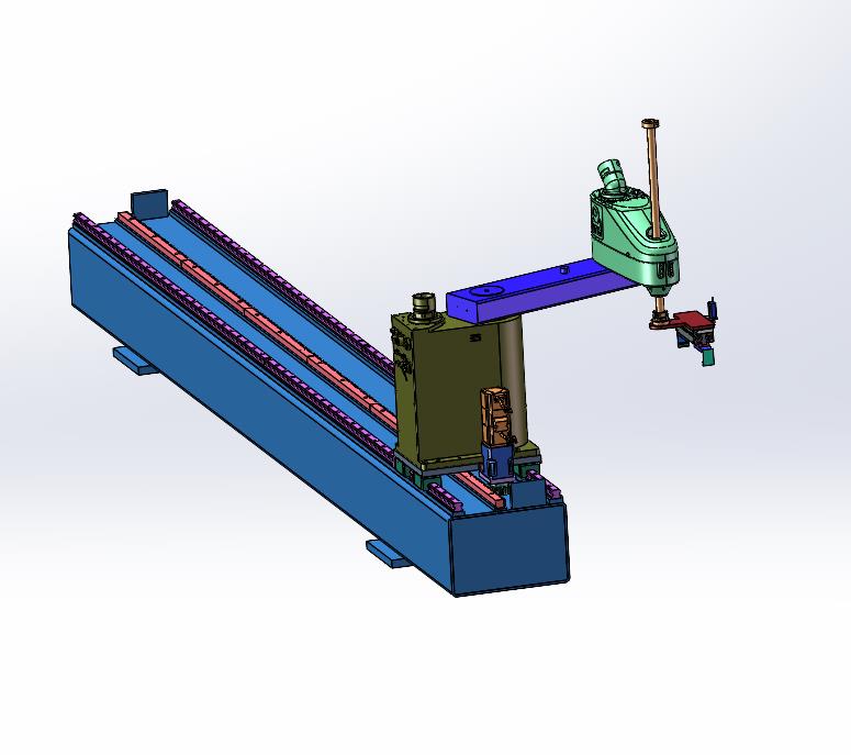 scara四轴机器人第七轴伺服移动导轨地轨
