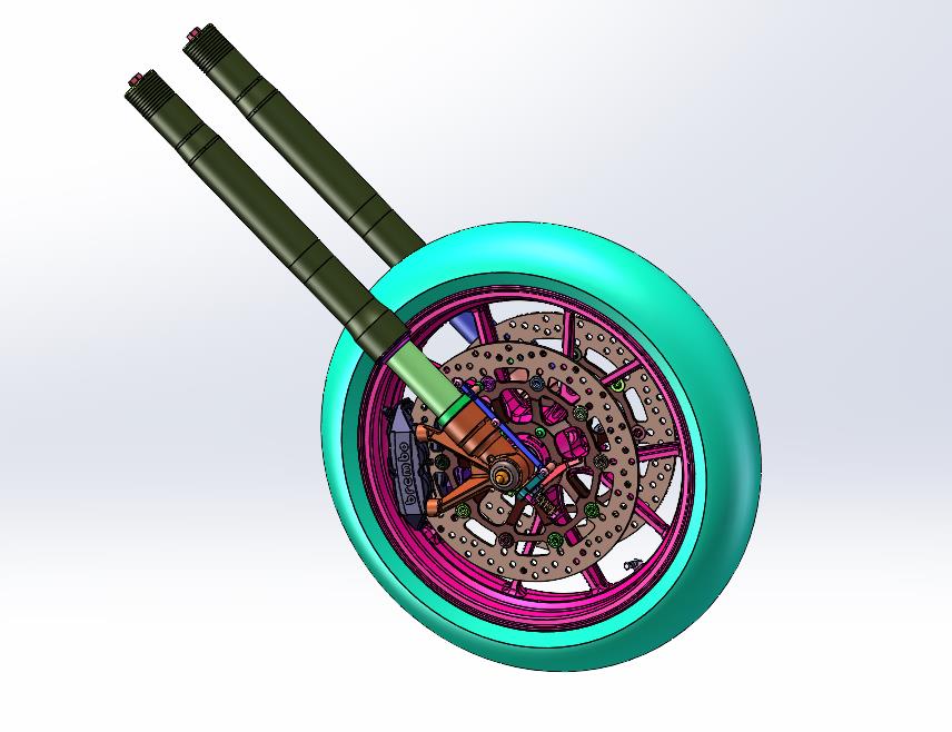 摩托车前轮减震刹车组合装配