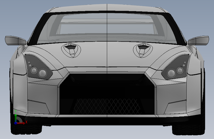 尼桑 GTR SolidWorks 正面视图