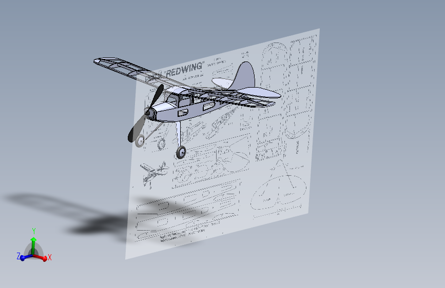 FROG橡胶动力飞机结构3D图纸 Solidworks设计 附x_b