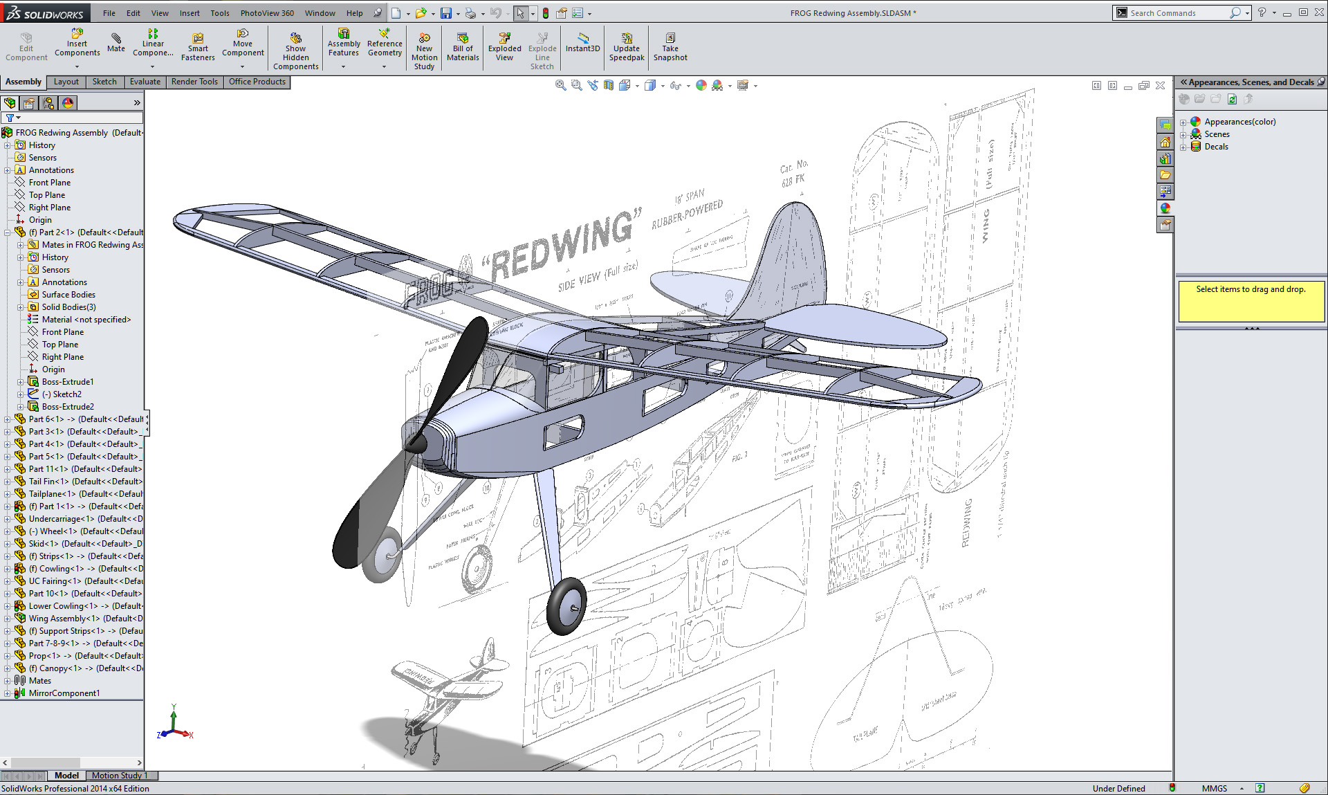 FROG橡胶动力飞机结构3D图纸 Solidworks设计 附x_b