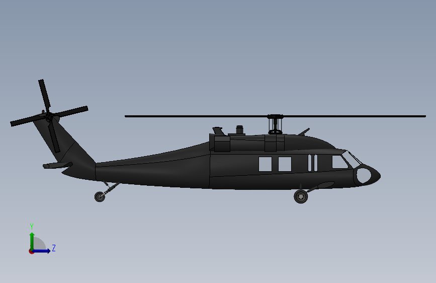 西科斯基黑鹰 UH-60 左侧视图