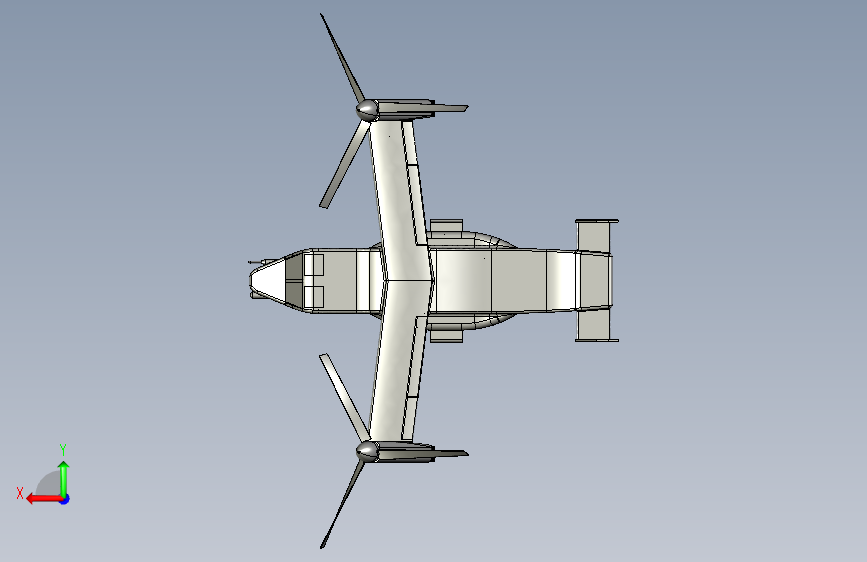 V-22 倾转旋翼机 鱼鹰 CATIA STP飞机 背面视图