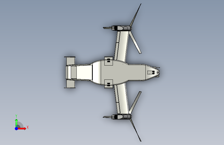 V-22 倾转旋翼机 鱼鹰 CATIA STP飞机 正面视图