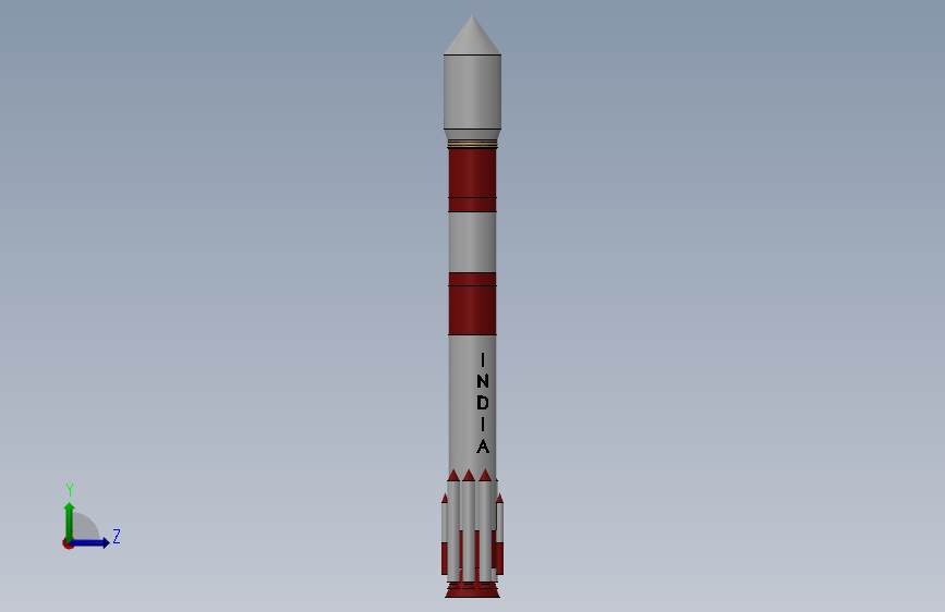 印度的极地卫星运载火箭 PSLV C40 左侧视图
