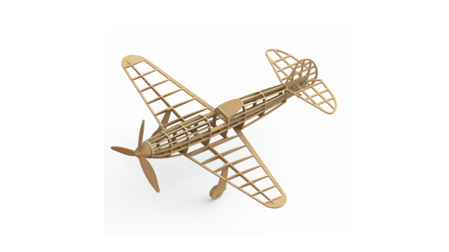 适于激光切割的YAK 3战斗机航模骨架3D数模图纸 Solidworks设计 附dxf