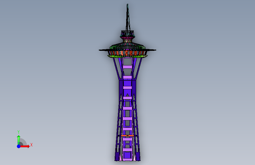西雅图太空针塔Space Needle 正面视图