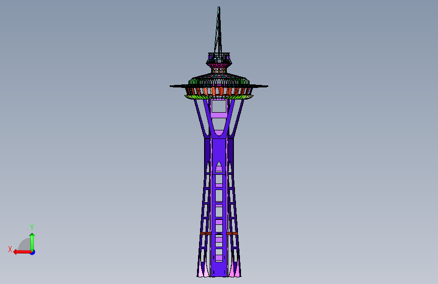 西雅图太空针塔Space Needle 背面视图