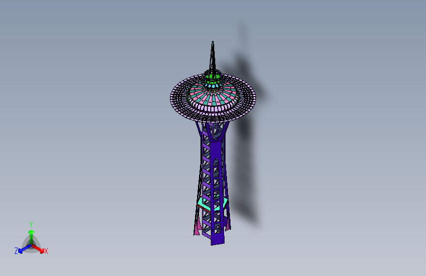 西雅图太空针塔Space Needle 主视图