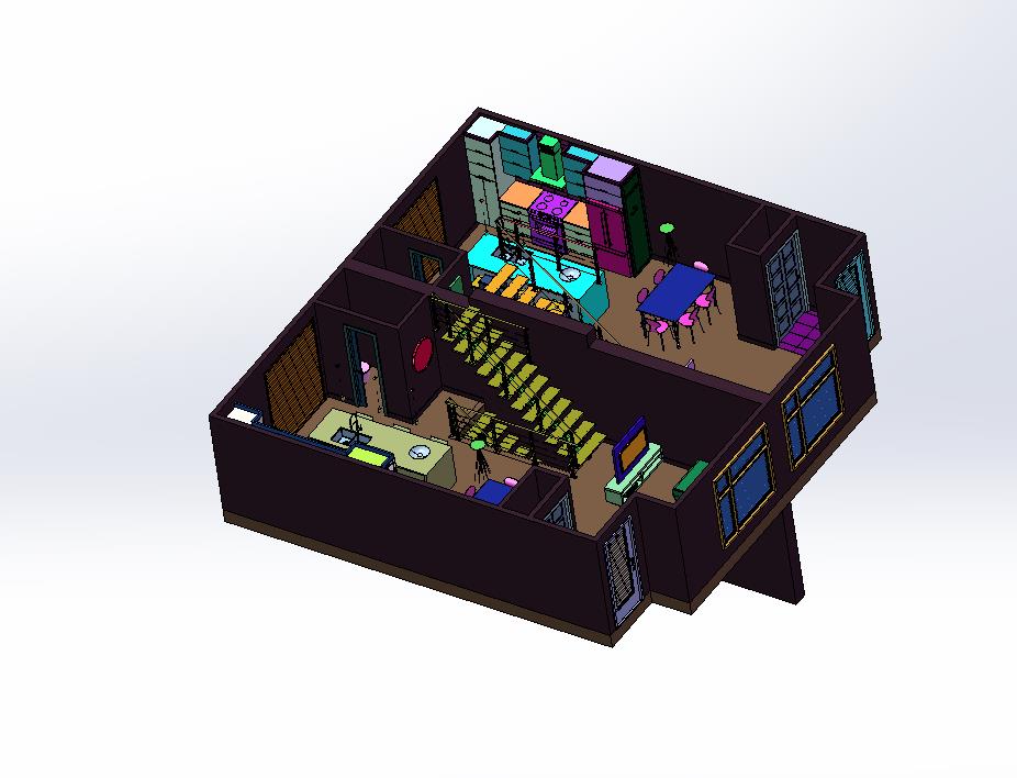 二层复式别墅3D装修效果图