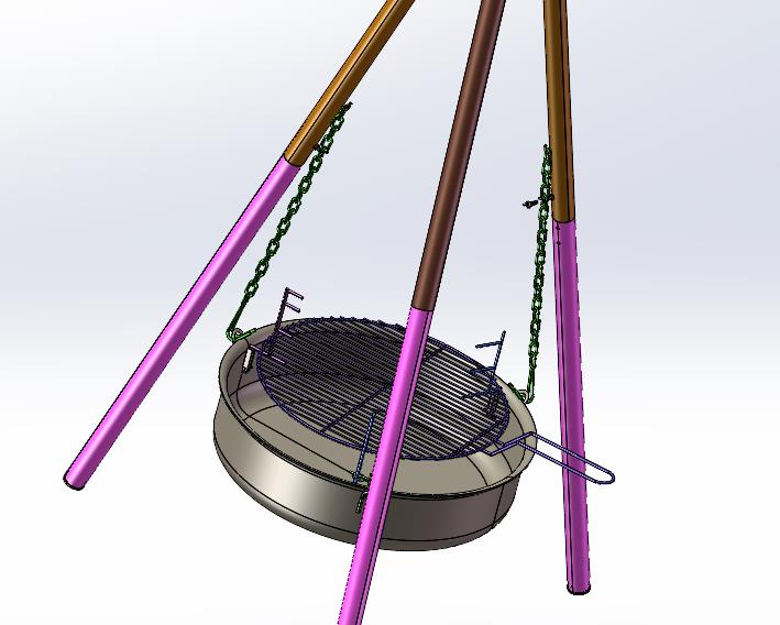 户外三角三脚吊链烧烤架木炭篝火架