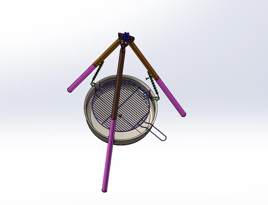 户外三角三脚吊链烧烤架木炭篝火架