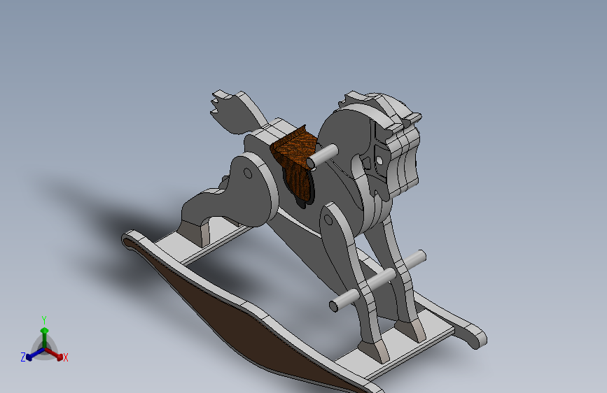 Rocking Horse Wooden Toy木制木马玩具3D数模图纸 Solidworks设计 附STEP