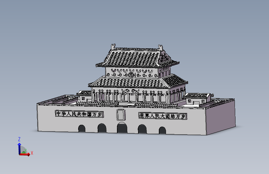 天安门激光切割拼装模型