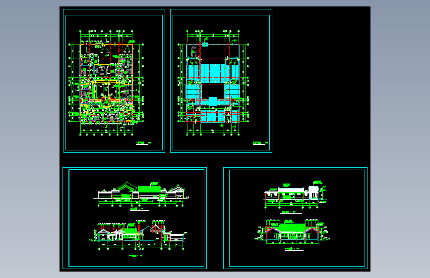 (09)单层四合院住宅建筑平立面CAD图纸