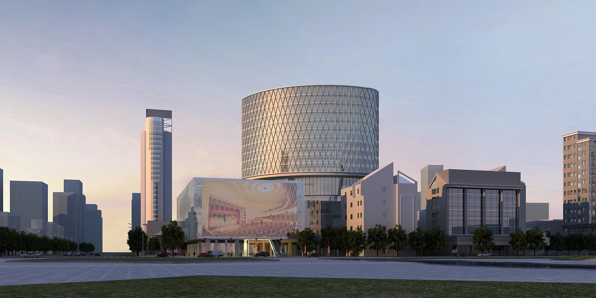 178 24层商业综合体建筑方案cad设计图(含效果图)