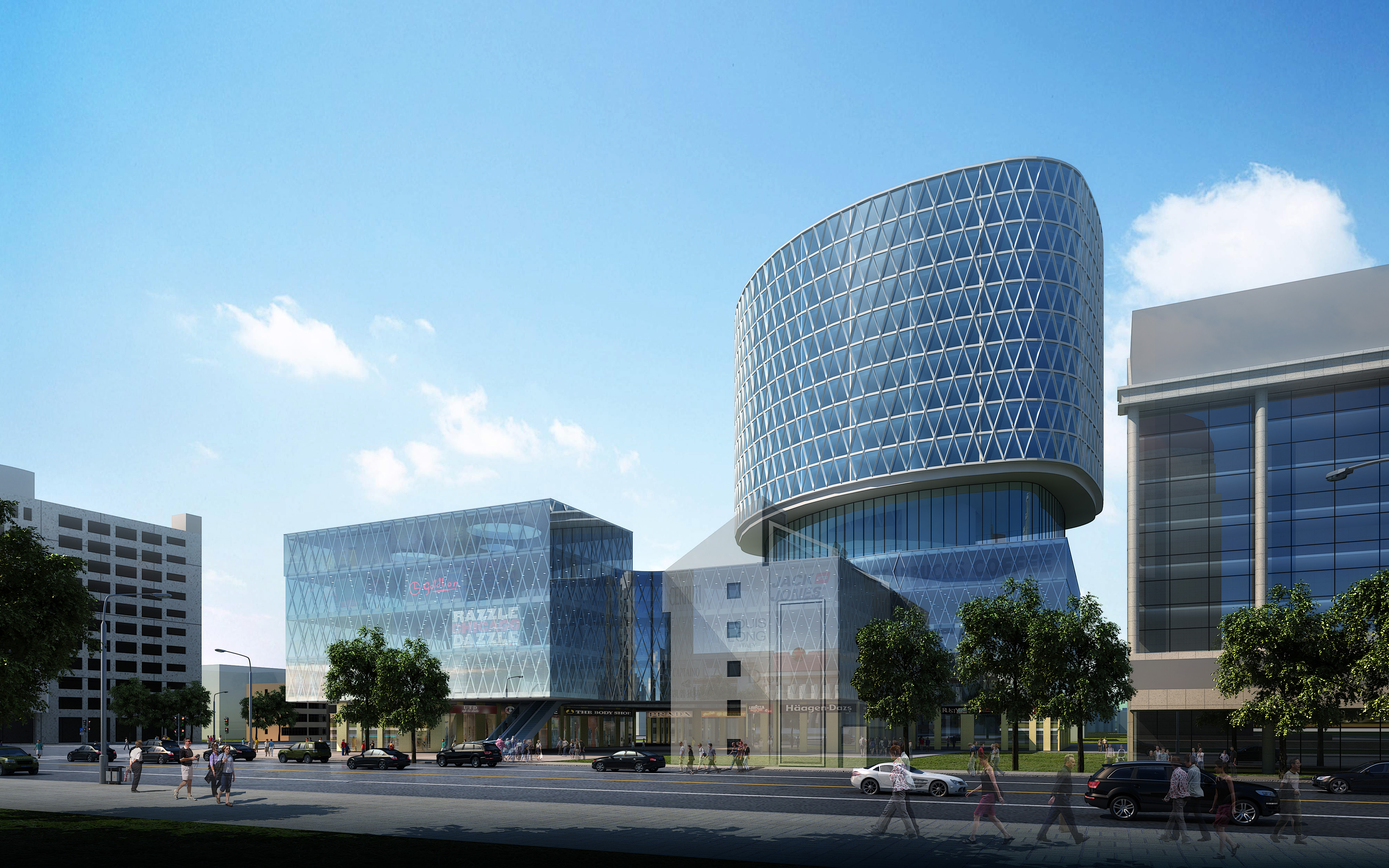 178 24层商业综合体建筑方案cad设计图(含效果图)