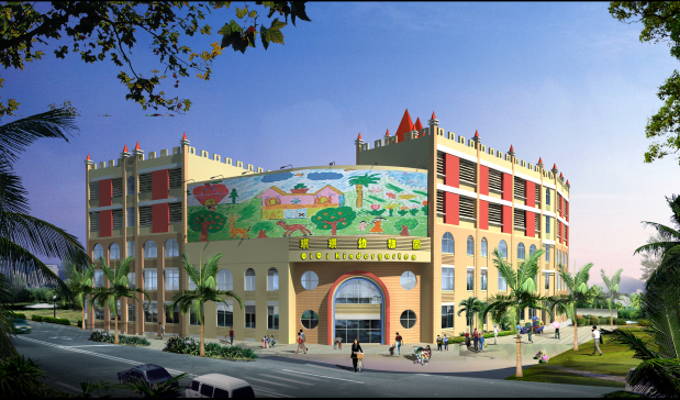 273 欧洲风格城堡式五层幼儿园设计建筑cad施工图（平立面齐全）