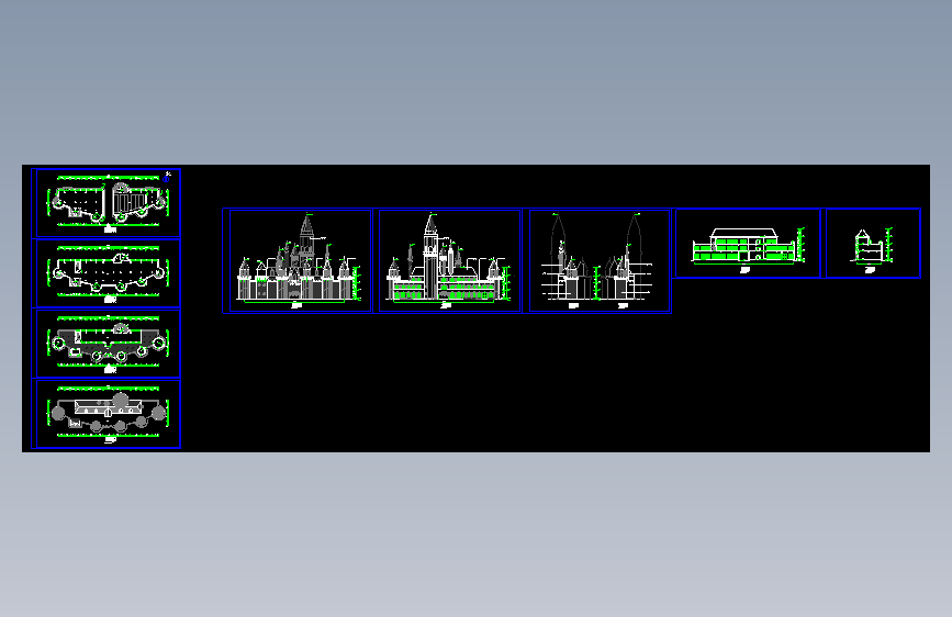 308 某地区三层游乐园城堡大门建筑设计初步方案图
