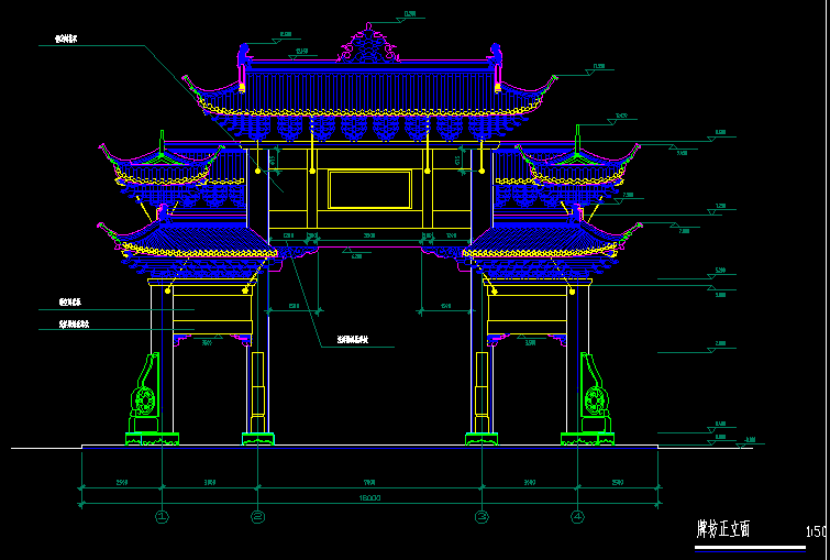 373 某地五套古建筑门楼牌坊建筑施工图