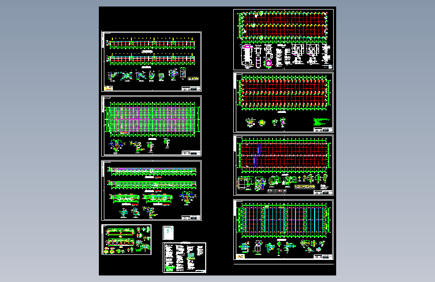 639 五套常用cad钢结构厂房建筑设计施工图纸