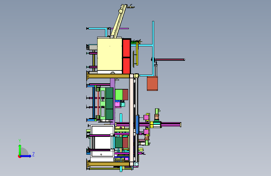 家装家用盘装电线缠膜装箱封箱产线 左侧视图