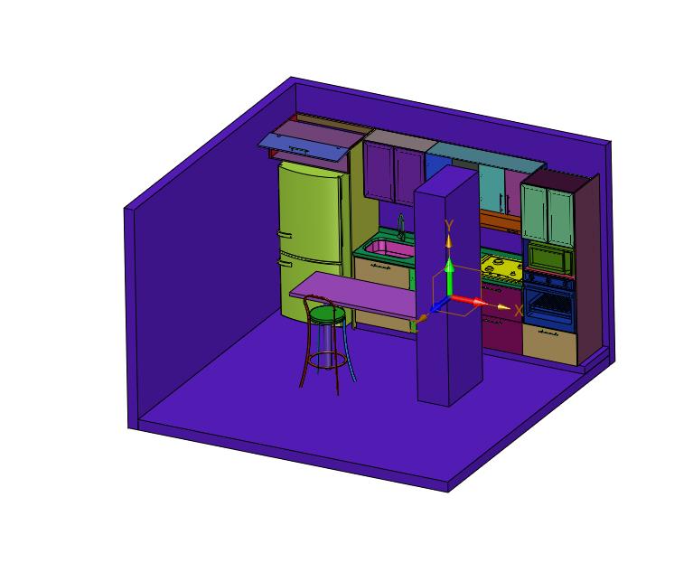 欧式厨房用品组合道具模型展示