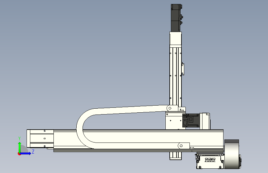 XYGT432-A4-1250-550-350-M-C负载1-10KG 三轴悬臂模组 内嵌式 XYGT432-A4 替换TOYO模组滑台 左侧视图