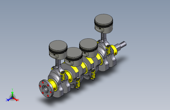 汽车发动机实例模型-全组装