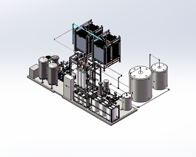 水处理集装箱设备3D数模图纸 Solidworks16设计 附STEP