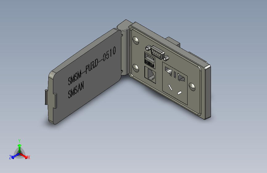 SMSM-PURD-0510通信面板：10A电源插座(国标5孔)、RJ45网口、USB2.03.0、D-SUB-9