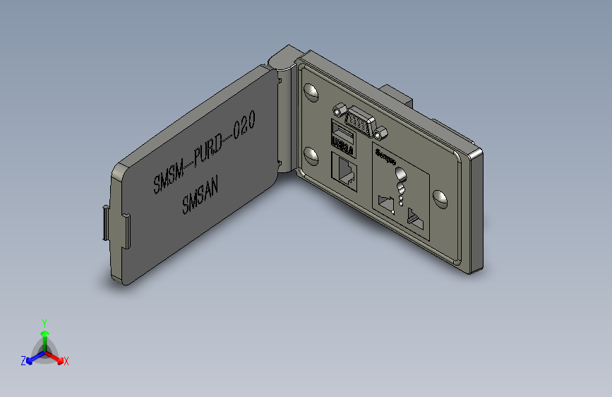 SMSM-PURD-020通信面板、20A电源插座、RJ45网口、USB 、D-SUB15(三排)_STEP_模型图纸下载 – 懒石网