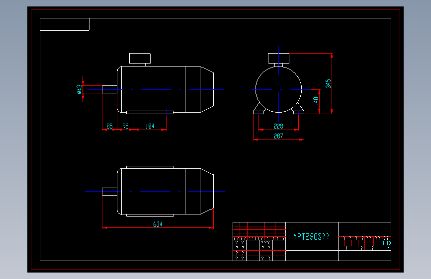 YPT280S电机外形图纸