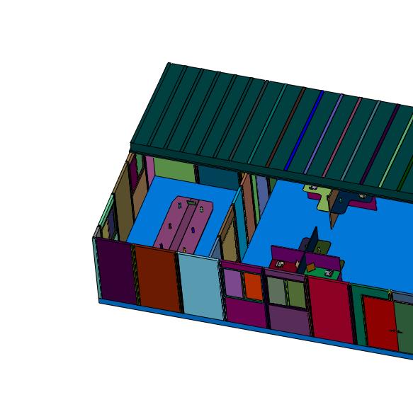 户外模块化简易钢结构办公室装修3d模型图