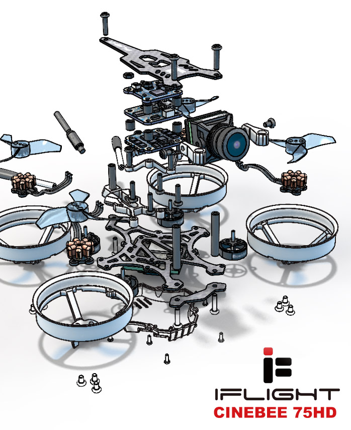 IFLIGHT Cinebee 75HD四轴飞行器无人机3D图纸 Solidworks设计