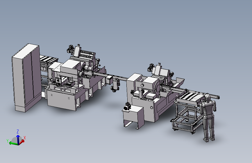 全自动送料系统自动磨削生产线3D模型