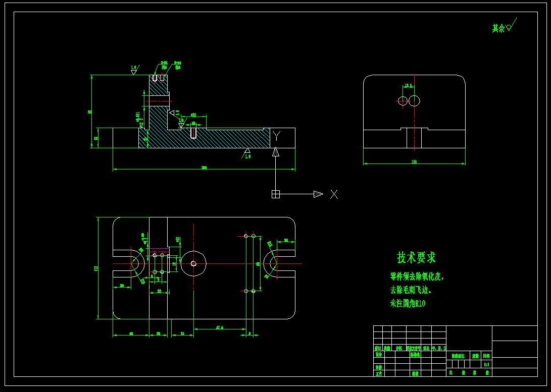 高压四通钻孔夹具(CAD图+UG三维)